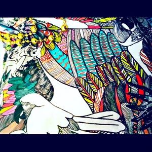 Oversized Vintage Birds Of Paradise Scarf